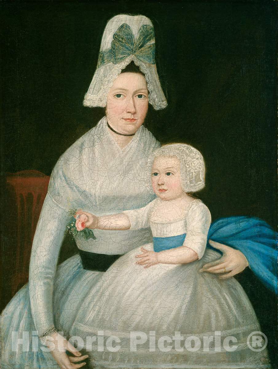 Art Print : Mother and Child in White, c. 1790 - Vintage Wall Art