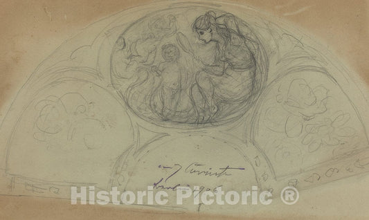 Art Print : Lovis Corinth, Fan Design [Verso], 1906 - Vintage Wall Art