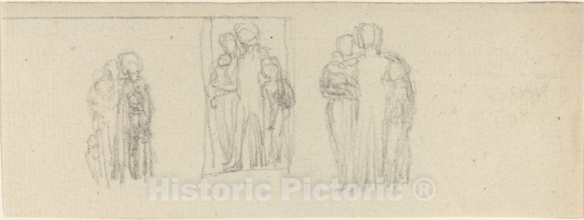 Art Print : John Flaxman, Three Groups of Figures (Parents and Children?) - Vintage Wall Art