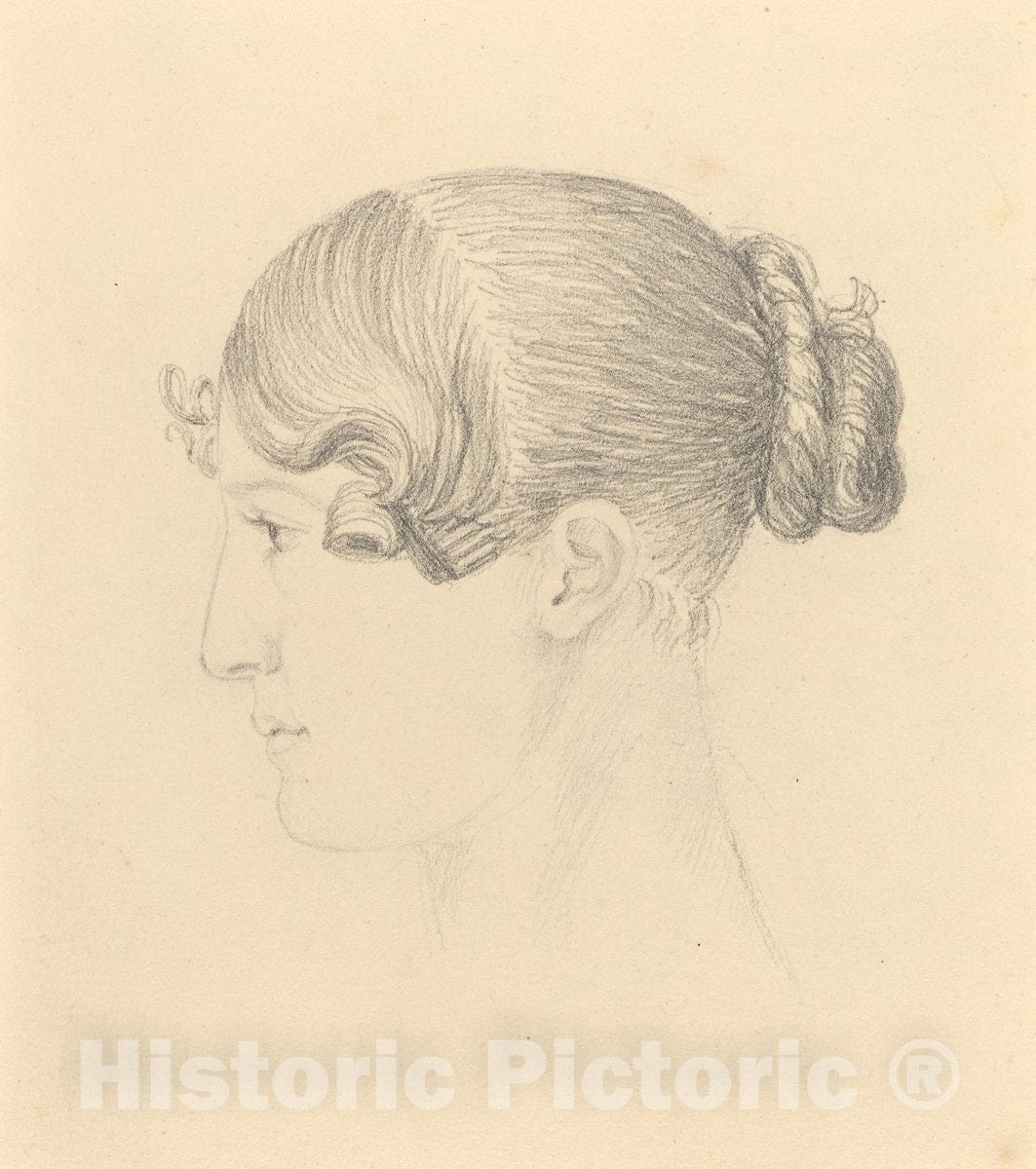 Art Print : John Flaxman, Head of a Woman (Theresa Turner?) - Vintage Wall Art