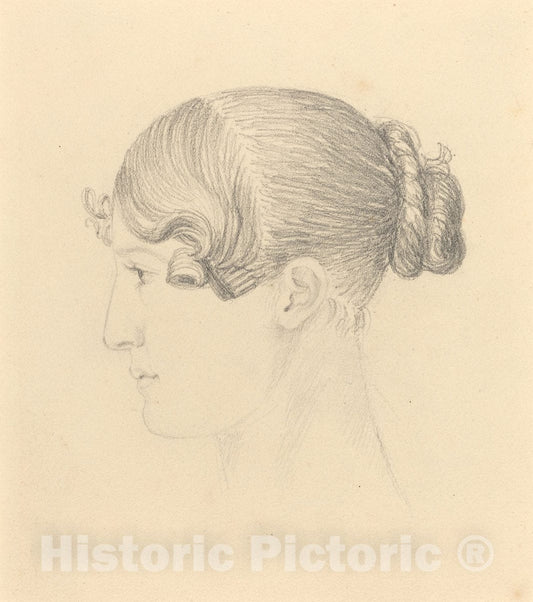 Art Print : John Flaxman, Head of a Woman (Theresa Turner?) - Vintage Wall Art