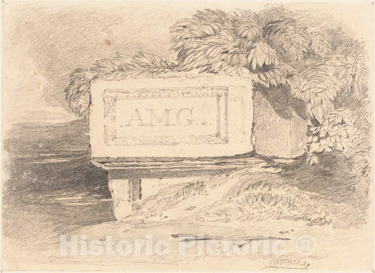 Art Print : John Sell Cotman, Ruined Tomb Inscribed A.M.G - Vintage Wall Art
