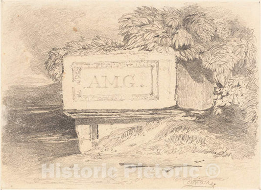 Art Print : John Sell Cotman, Ruined Tomb Inscribed A.M.G - Vintage Wall Art