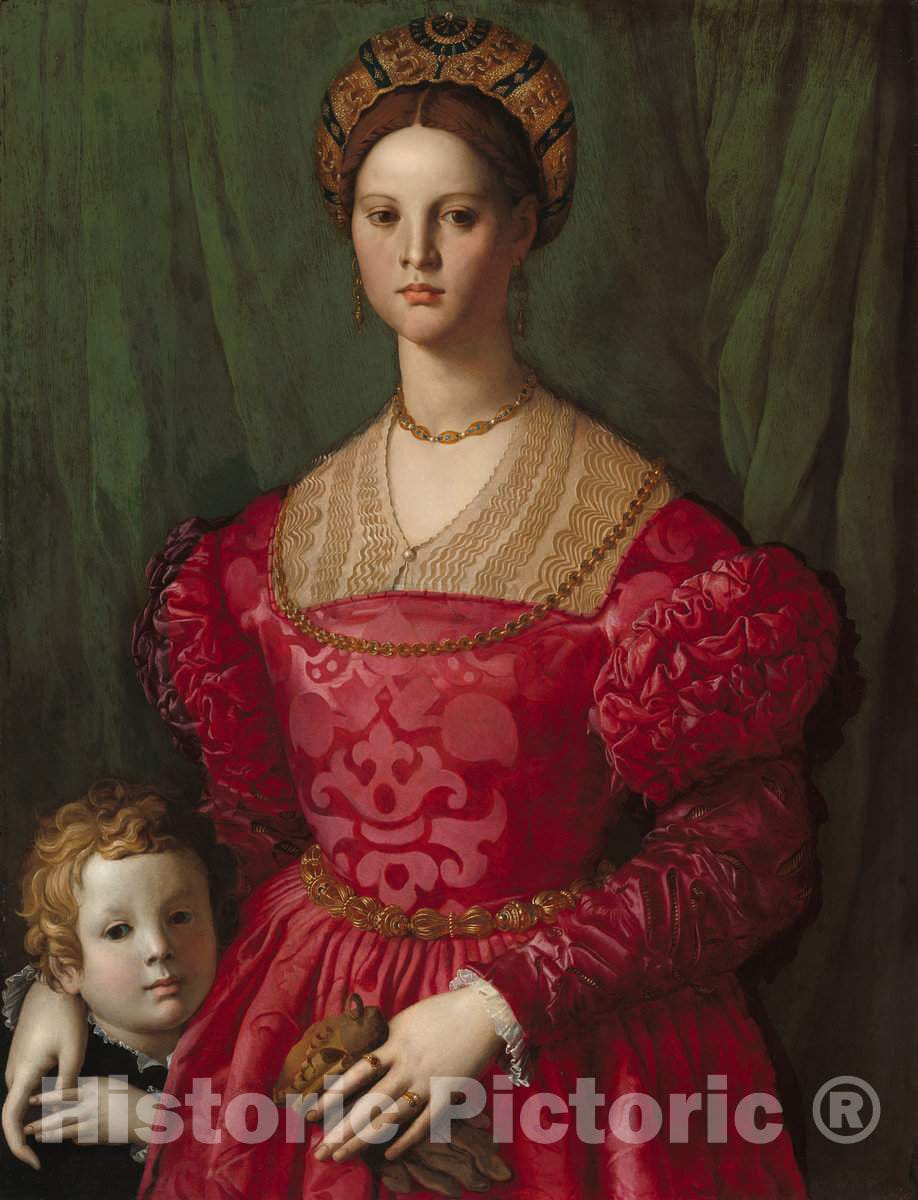 Art Print : Agnolo Bronzino, A Young Woman and Her Little Boy, c. 1540 - Vintage Wall Art