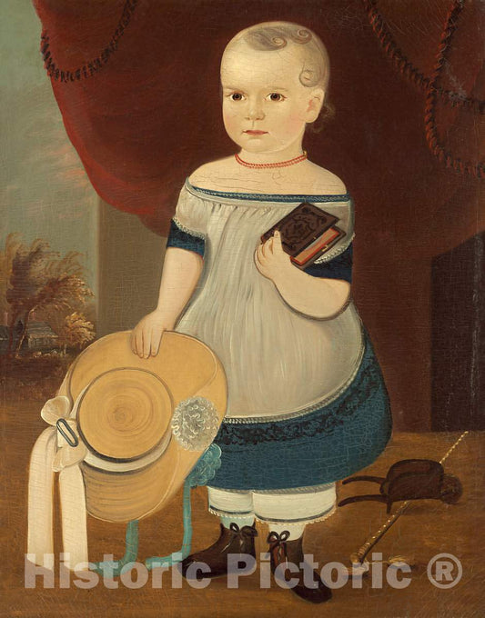 Art Print : William Matthew Prior, Child with Straw Hat, c.1860 - Vintage Wall Art