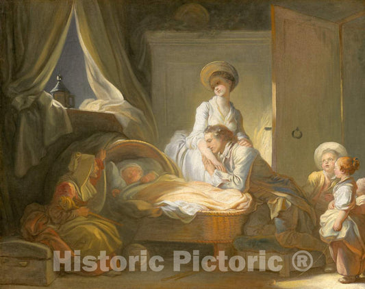 Art Print : Jean HonorÃ© Fragonard, The Visit to The Nursery, c. 1775 - Vintage Wall Art