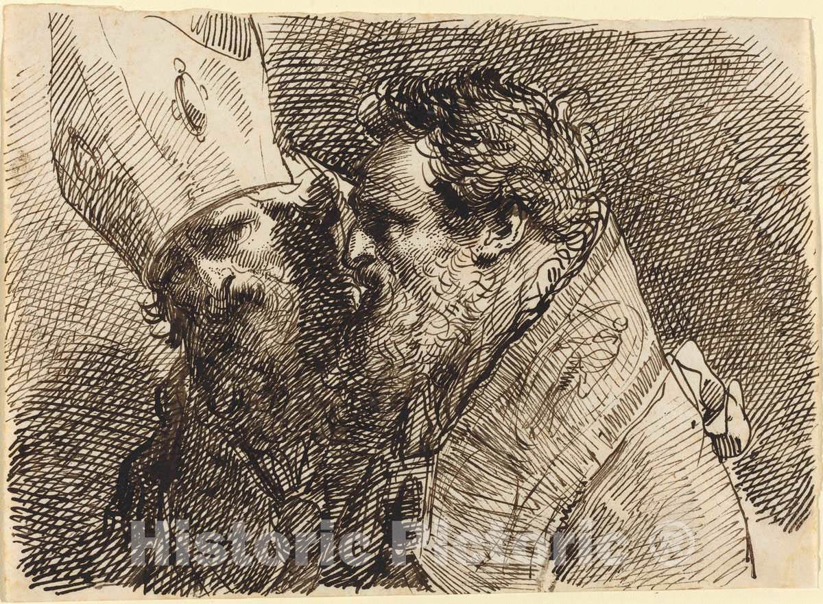 Art Print : Gaetano Gandolfi, Heads of Two Bishops - Vintage Wall Art