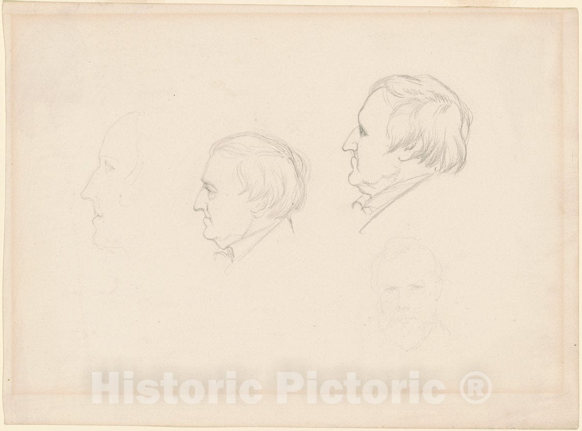Art Print : Emanuel Gottlieb Leutze, Studies of Men, c. 1850s - Vintage Wall Art