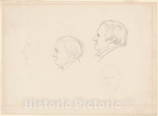 Art Print : Emanuel Gottlieb Leutze, Studies of Men, c. 1850s - Vintage Wall Art