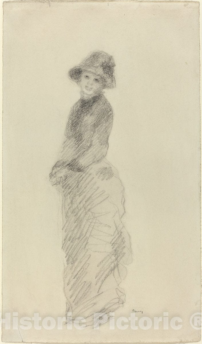 Art Print : Auguste Renoir, Young Woman Standing, c. 1880 - Vintage Wall Art