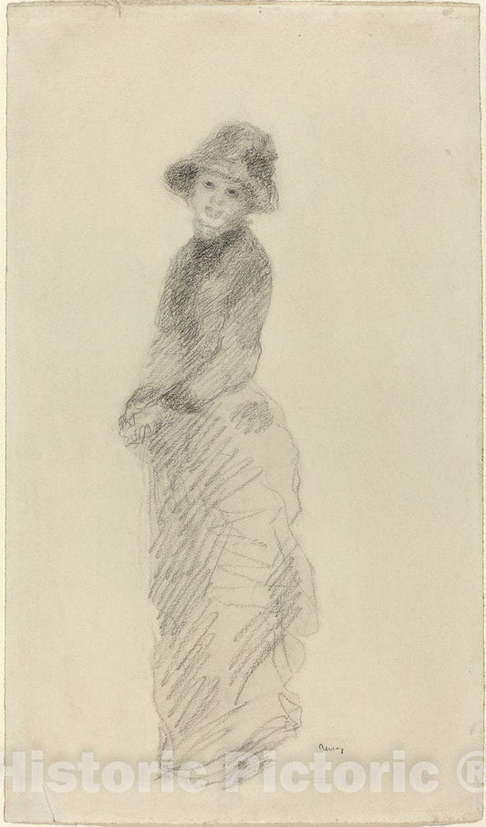 Art Print : Auguste Renoir, Young Woman Standing, c. 1880 - Vintage Wall Art