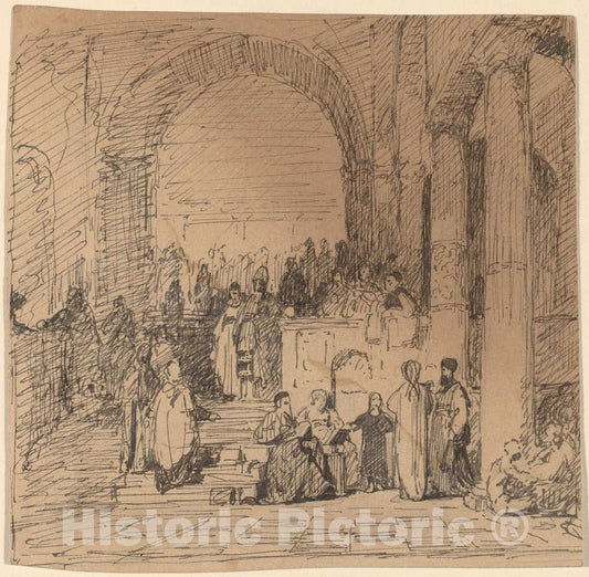 Art Print : Elihu Vedder, Study After Old Master, c. 1858 - Vintage Wall Art