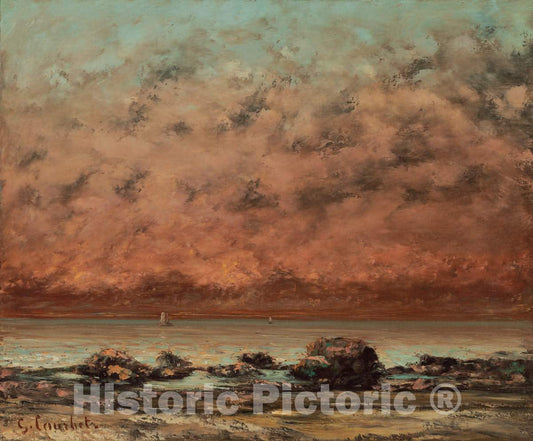 Art Print : Gustave Courbet, The Black Rocks at Trouville, c.1866 - Vintage Wall Art