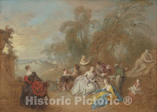 Art Print : Baptiste Joseph Pater, On The Terrace, c.1733 - Vintage Wall Art