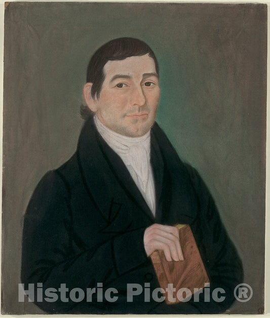 Art Print : Portrait of a Man Holding a Book, c. 1820 - Vintage Wall Art