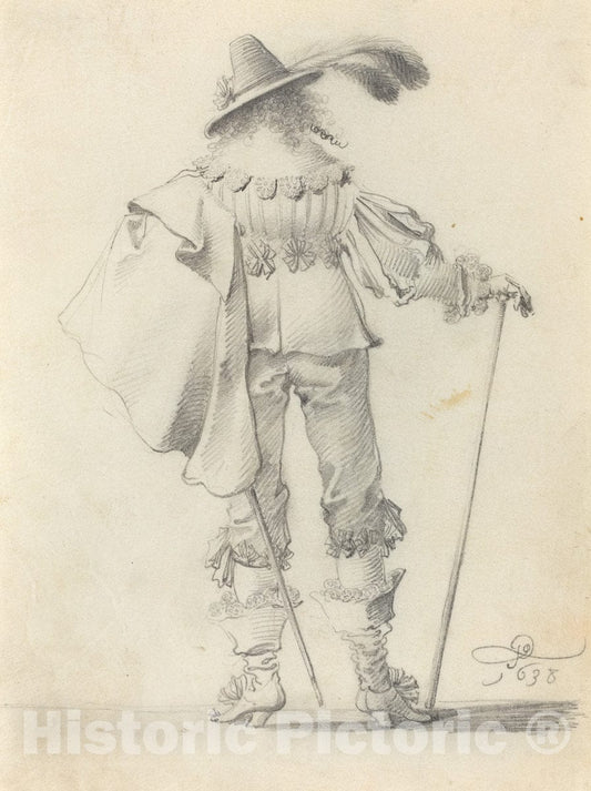 Art Print : Quast, Gentleman Seen from Behind, 1638 - Vintage Wall Art