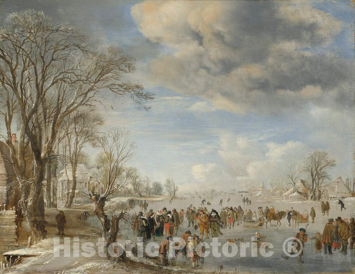 Art Print : Aert Van der Neer, Winter in Holland: Skating Scene, 1645 - Vintage Wall Art