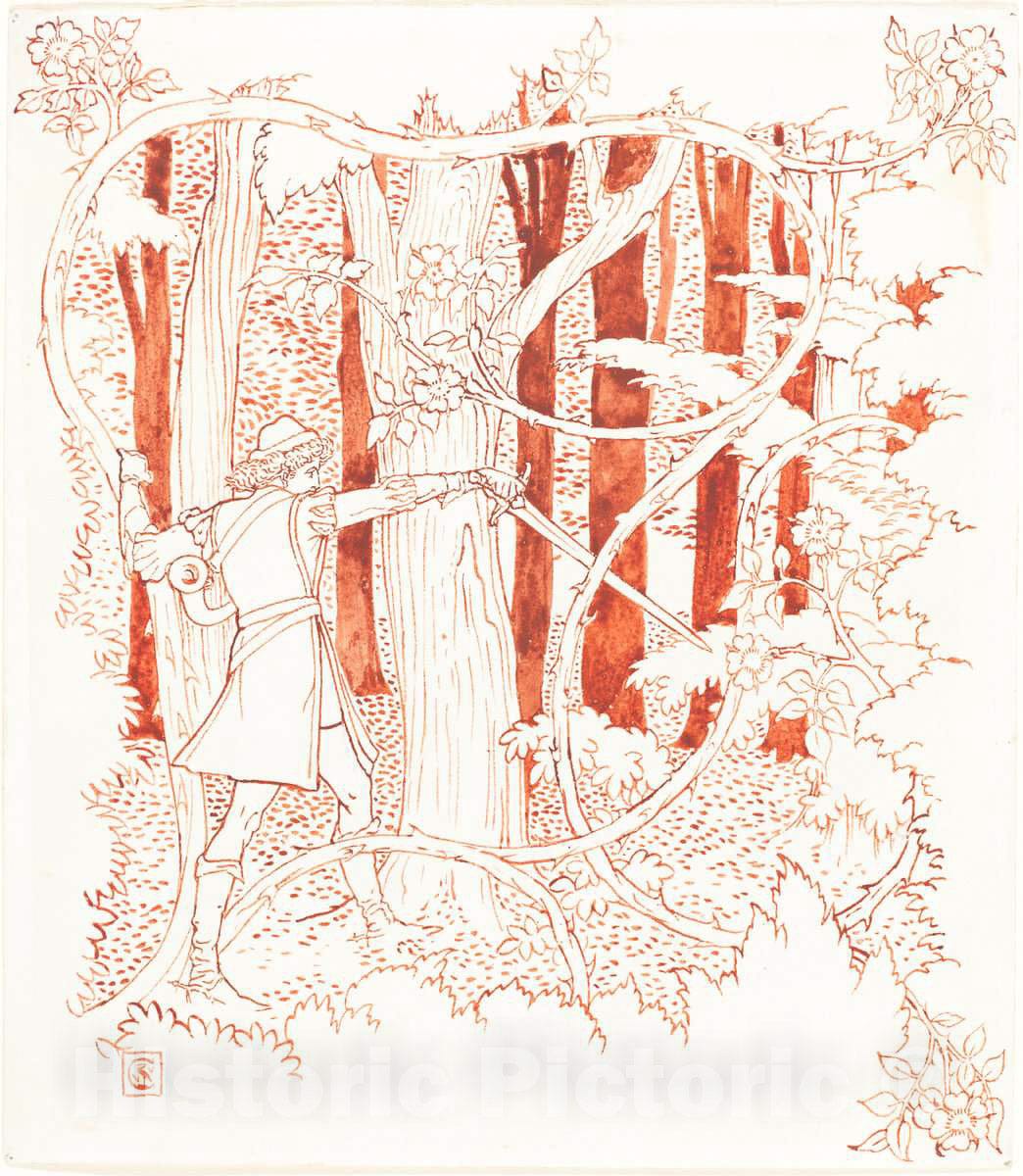 Art Print : Walter Crane, Prince Charming in The Forest - Vintage Wall Art