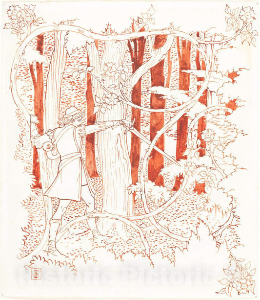 Art Print : Walter Crane, Prince Charming in The Forest - Vintage Wall Art