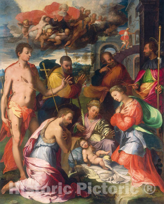 Art Print : Perino del Vaga, The Nativity, 1534 - Vintage Wall Art