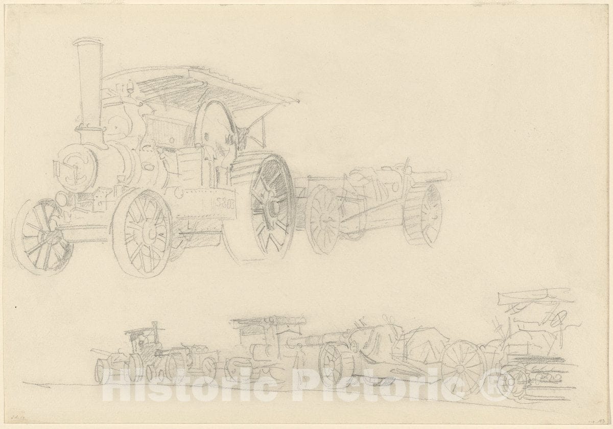 Art Print : John Singer Sargent, Gun Carriages, France, 1918 - Vintage Wall Art