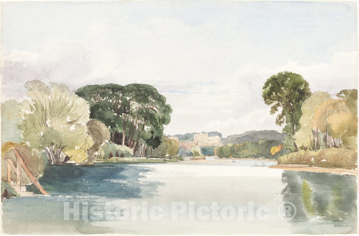 Art Print : Bulwer, River Scene with Distant Castle - Vintage Wall Art