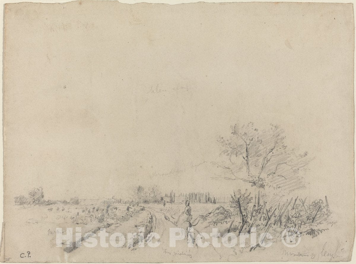 Art Print : Camille Pissarro, Montmorency Road, c.1855 - Vintage Wall Art