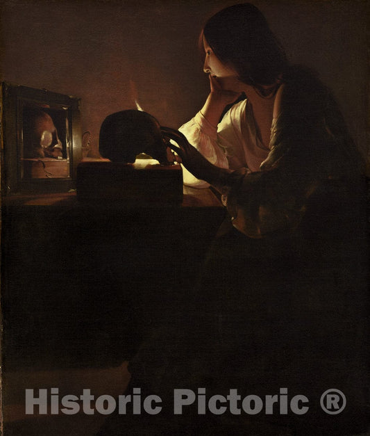 Art Print : Georges de La Tour, The Repentant Magdalen, c.1638 - Vintage Wall Art