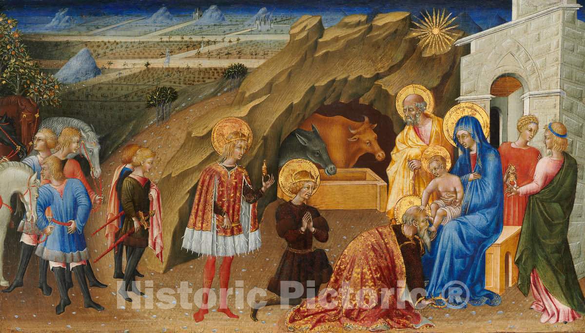 Art Print : Giovanni di Paolo, The Adoration of The Magi, c. 1450 - Vintage Wall Art