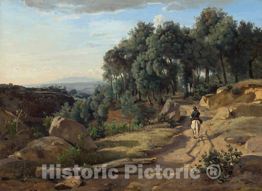 Art Print : Baptiste-Camille Corot, A View Near Volterra, 1838 - Vintage Wall Art