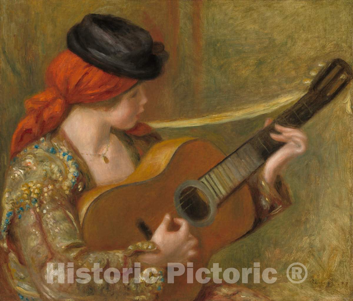 Art Print : Auguste Renoir, Young Spanish Woman with a Guitar, 1898 - Vintage Wall Art