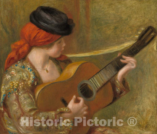 Art Print : Auguste Renoir, Young Spanish Woman with a Guitar, 1898 - Vintage Wall Art