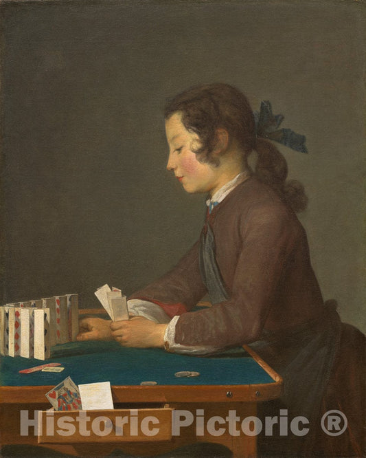 Art Print : Jean SimÃ©on Chardin, The House of Cards, 1737 - Vintage Wall Art
