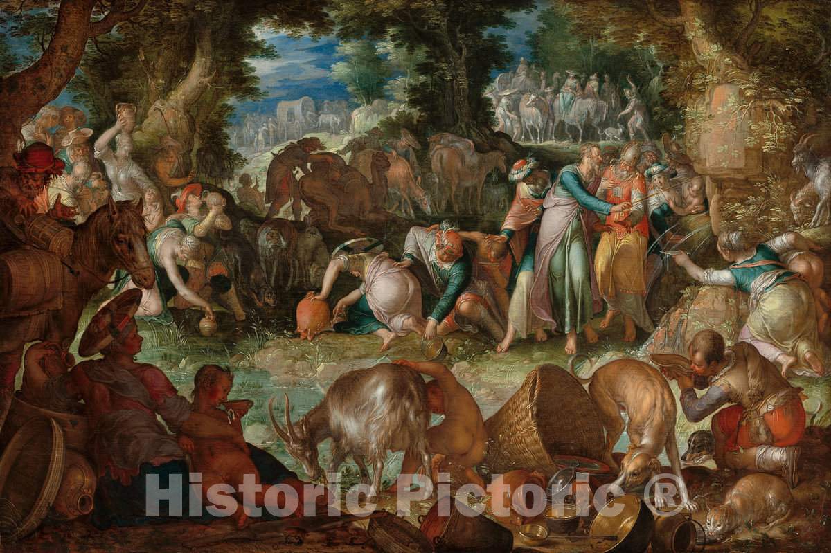 Art Print : Joachim Anthonisz Wtewael, Moses Striking The Rock, 1624 - Vintage Wall Art