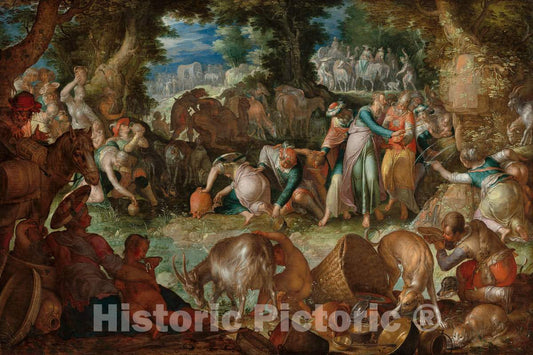 Art Print : Joachim Anthonisz Wtewael, Moses Striking The Rock, 1624 - Vintage Wall Art