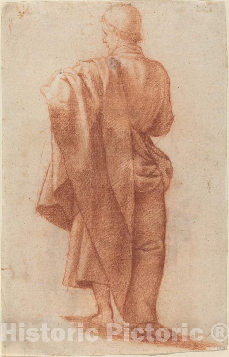 Art Print : Jacopo Chimenti, Standing Draped Man [Recto] - Vintage Wall Art