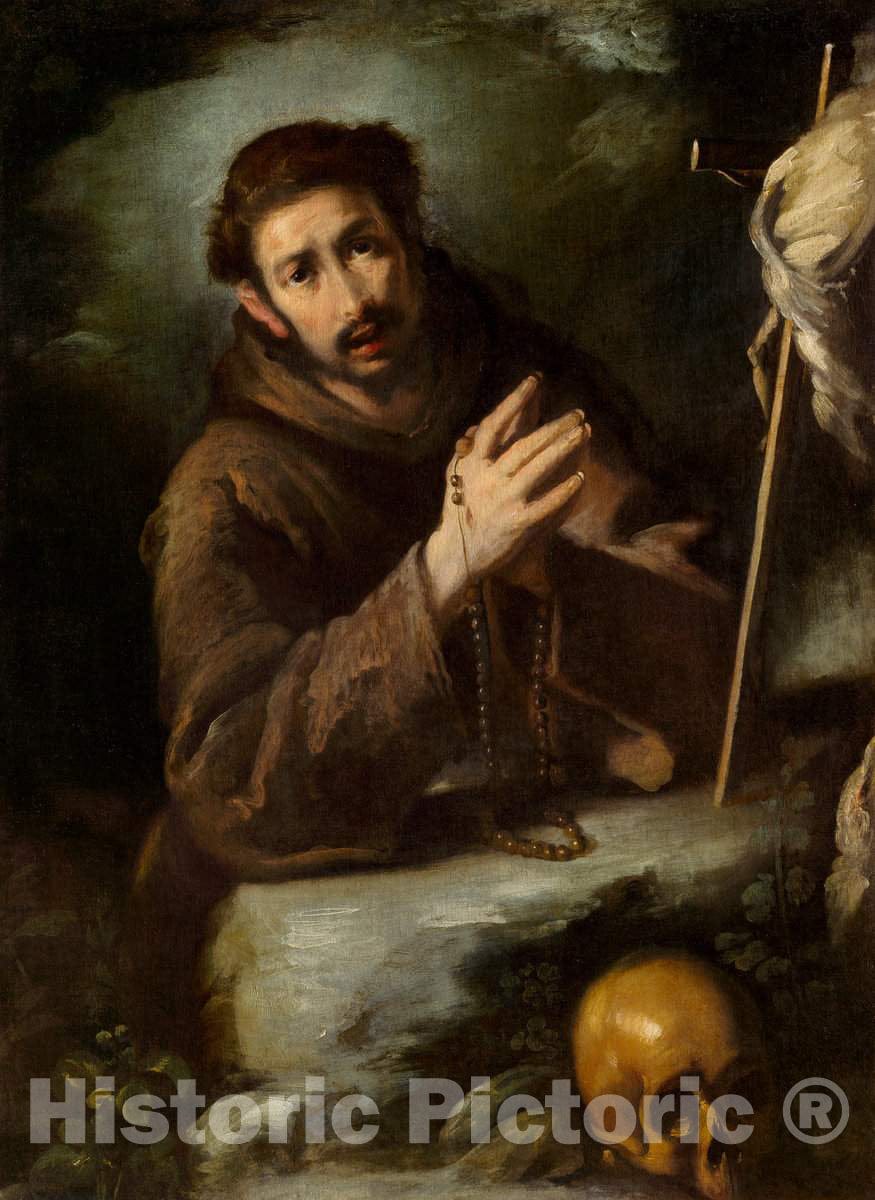 Art Print : Bernardo Strozzi, Saint Francis in Prayer, c.1625 - Vintage Wall Art