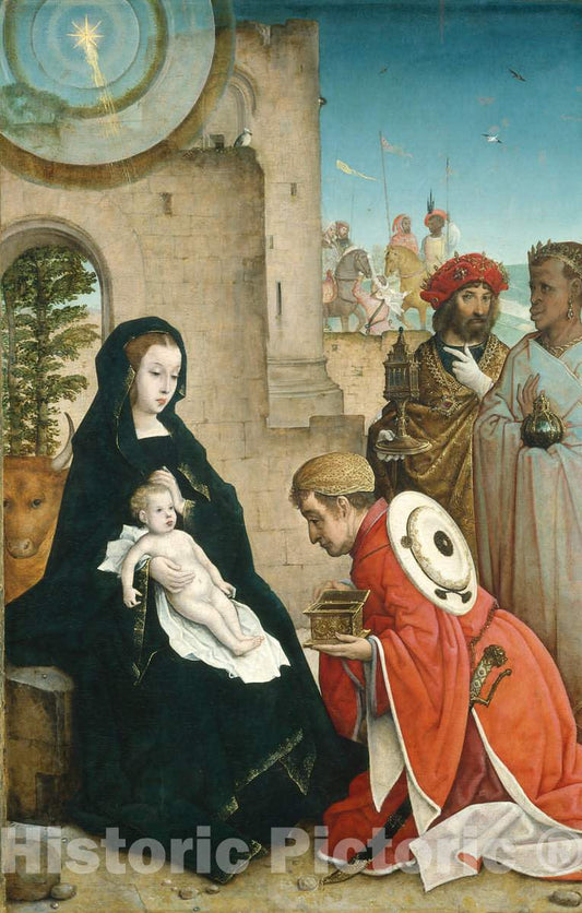 Art Print : Juan de Flandes, The Adoration of The Magi, c.1514 - Vintage Wall Art