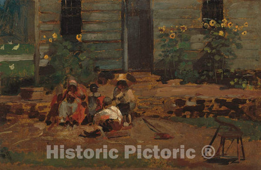 Art Print : Winslow Homer, Sketch of a Cottage Yard, c. 1876 - Vintage Wall Art