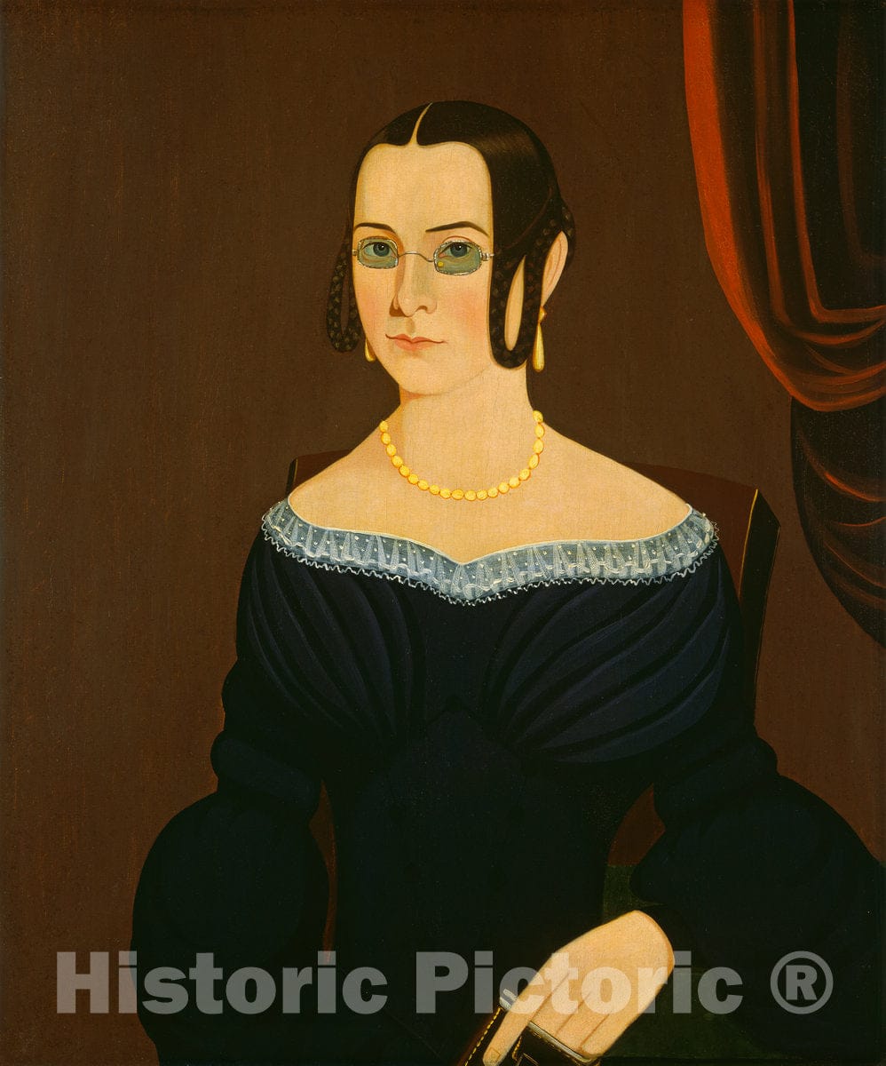 Art Print : Lady Wearing Spectacles, c. 1840 - Vintage Wall Art