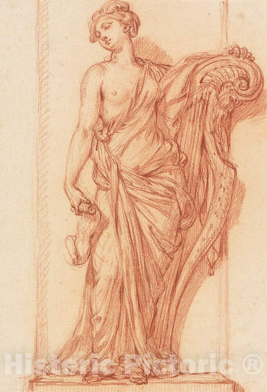 Art Print : Augustin Pajou, The Muse Terpsichore, c. 1768 - Vintage Wall Art