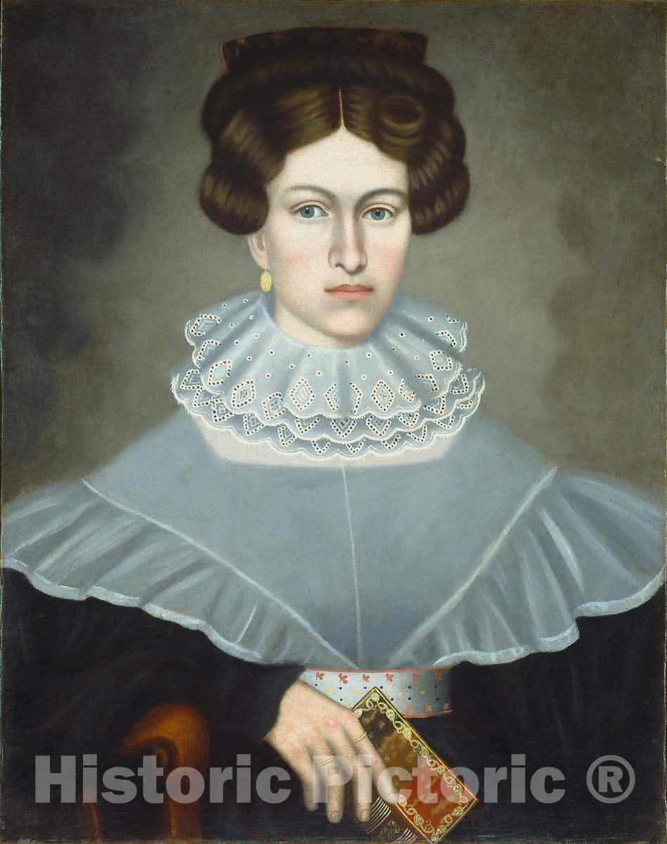 Art Print : Erastus Salisbury Field, Woman Holding a Book, c. 1835 - Vintage Wall Art