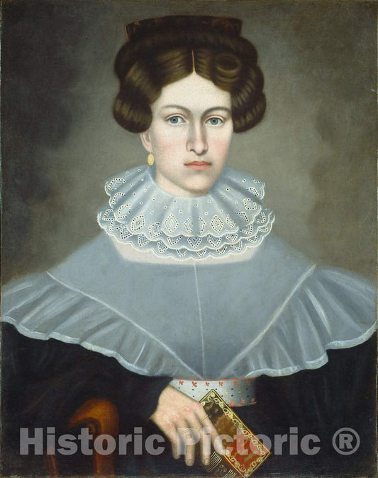 Art Print : Erastus Salisbury Field, Woman Holding a Book, c. 1835 - Vintage Wall Art