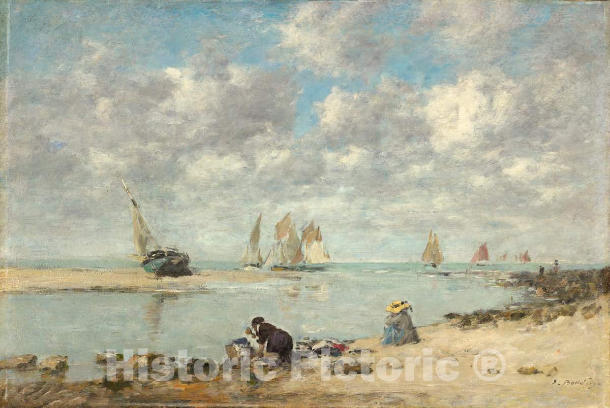 Art Print : EugÃ¨ne Boudin, Washerwoman Near Trouville, c.1874 - Vintage Wall Art