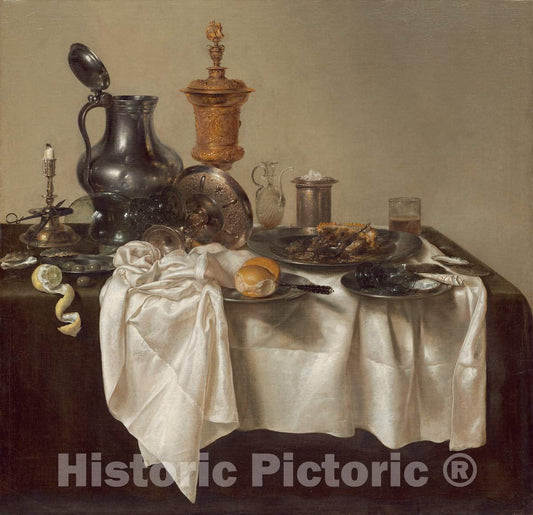 Art Print : Willem Claesz Heda, Banquet Piece with Mince Pie, 1635 - Vintage Wall Art