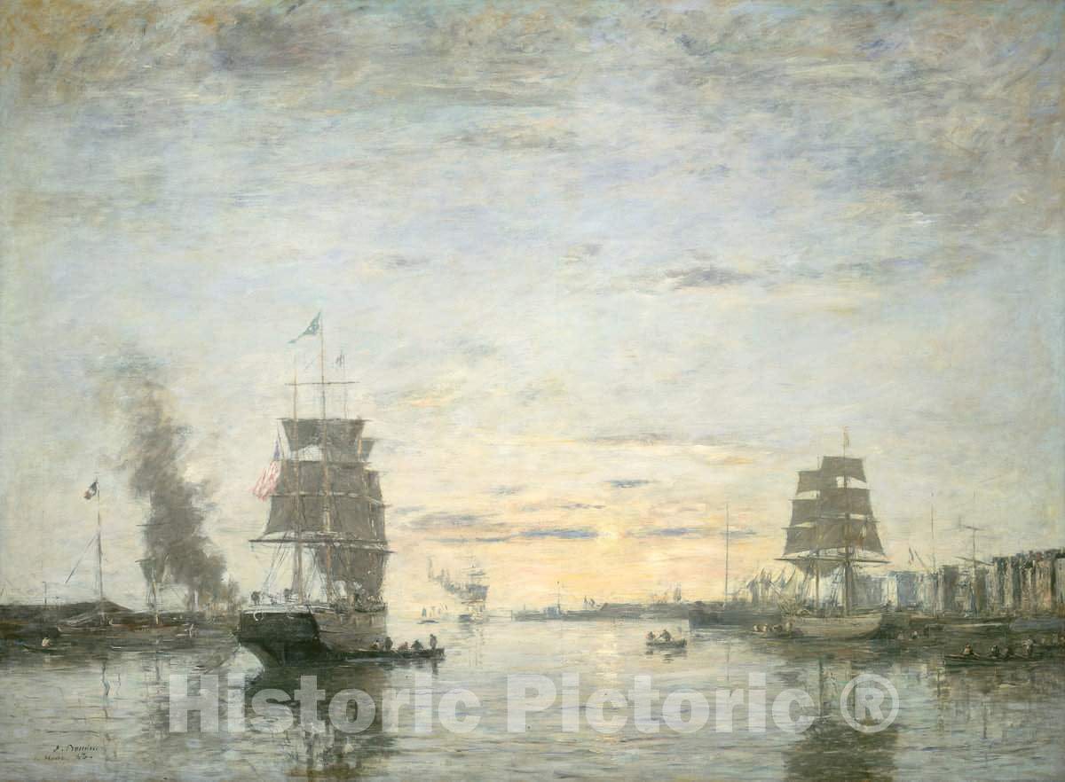 Art Print : EugÃ¨ne Boudin, Entrance to The Harbor, Le Havre, 1883 - Vintage Wall Art