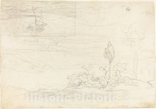 Art Print : Carl Rottmann, Views of Monte Pellegrino, 1827 - Vintage Wall Art