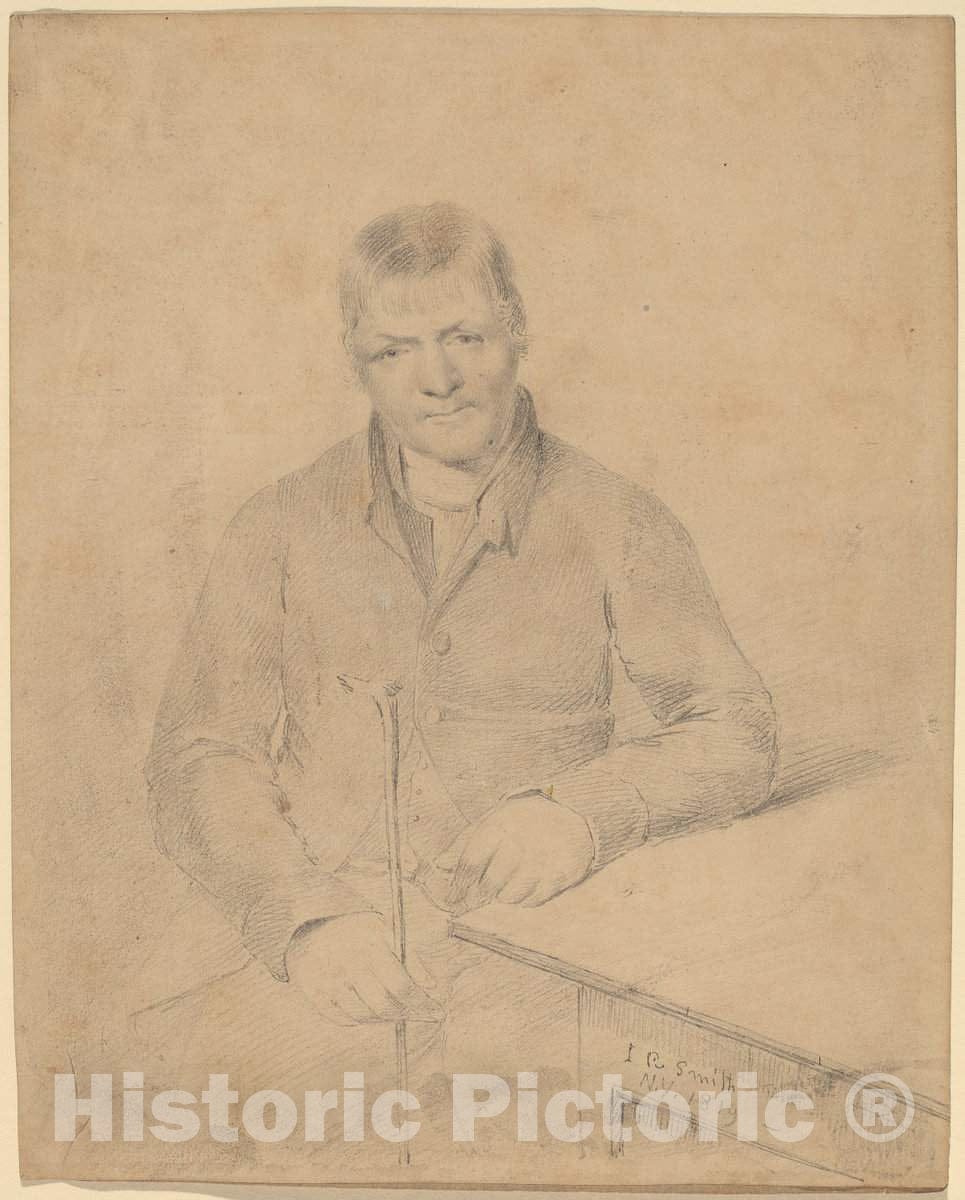 Art Print : John Rubens Smith, Man Seated at a Table, 1819 - Vintage Wall Art