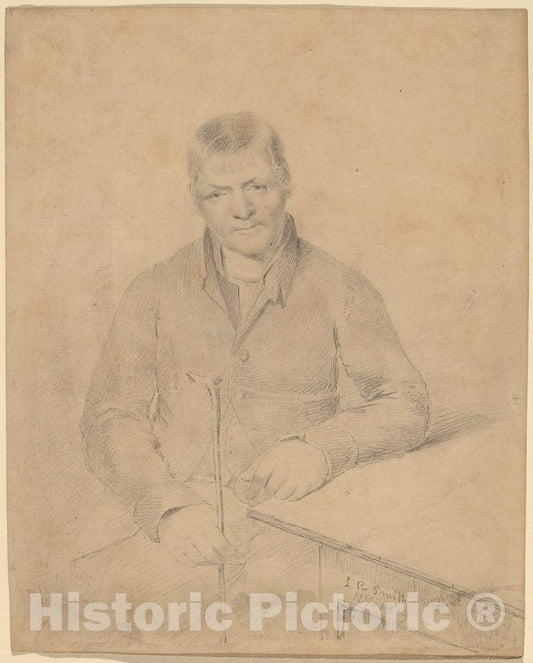 Art Print : John Rubens Smith, Man Seated at a Table, 1819 - Vintage Wall Art
