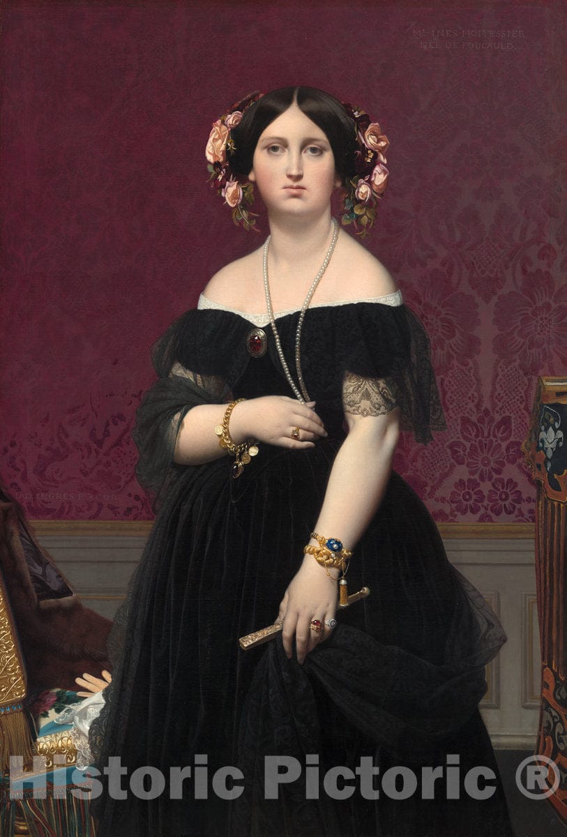 Art Print : Auguste-Dominique Ingres, Madame Moitessier, 1851 - Vintage Wall Art